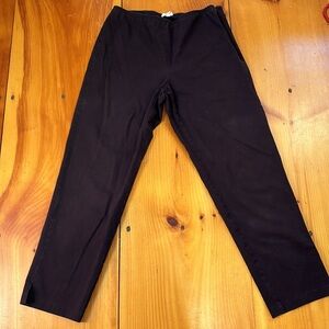 EILEEN FISHER S Brown Organic Cotton Pocketless Pants Slit